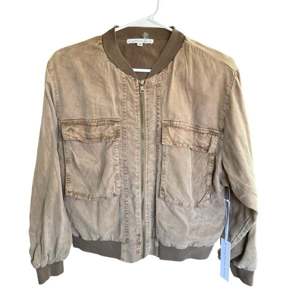 Young Fabulous & Broke Gray Utility Style Cropped Bomber Jacket M Fishingcore - Picture 1 of 9